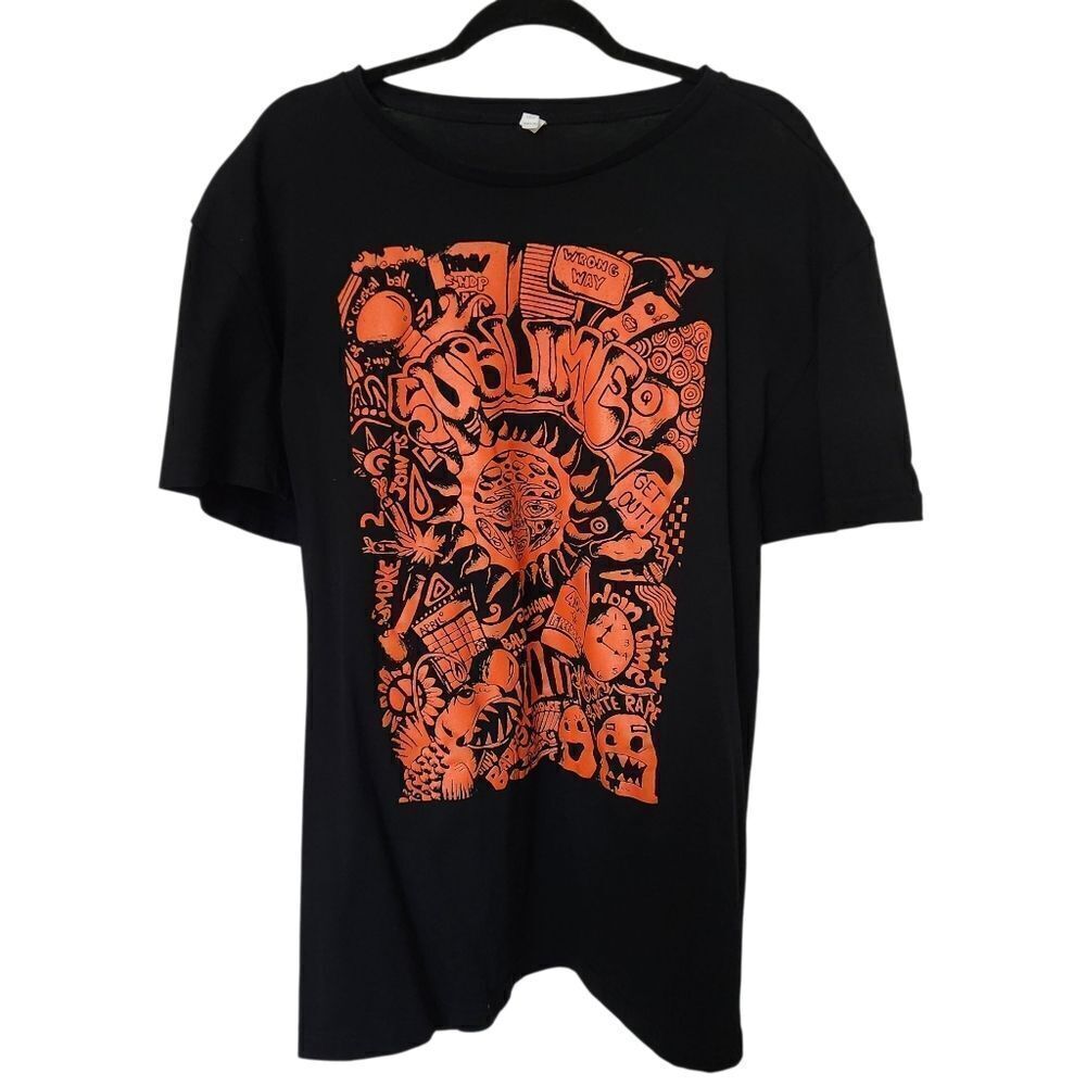 Winn Cloding Unisex Black With Orange SUBLIME Graphic T-Shirt Size XL